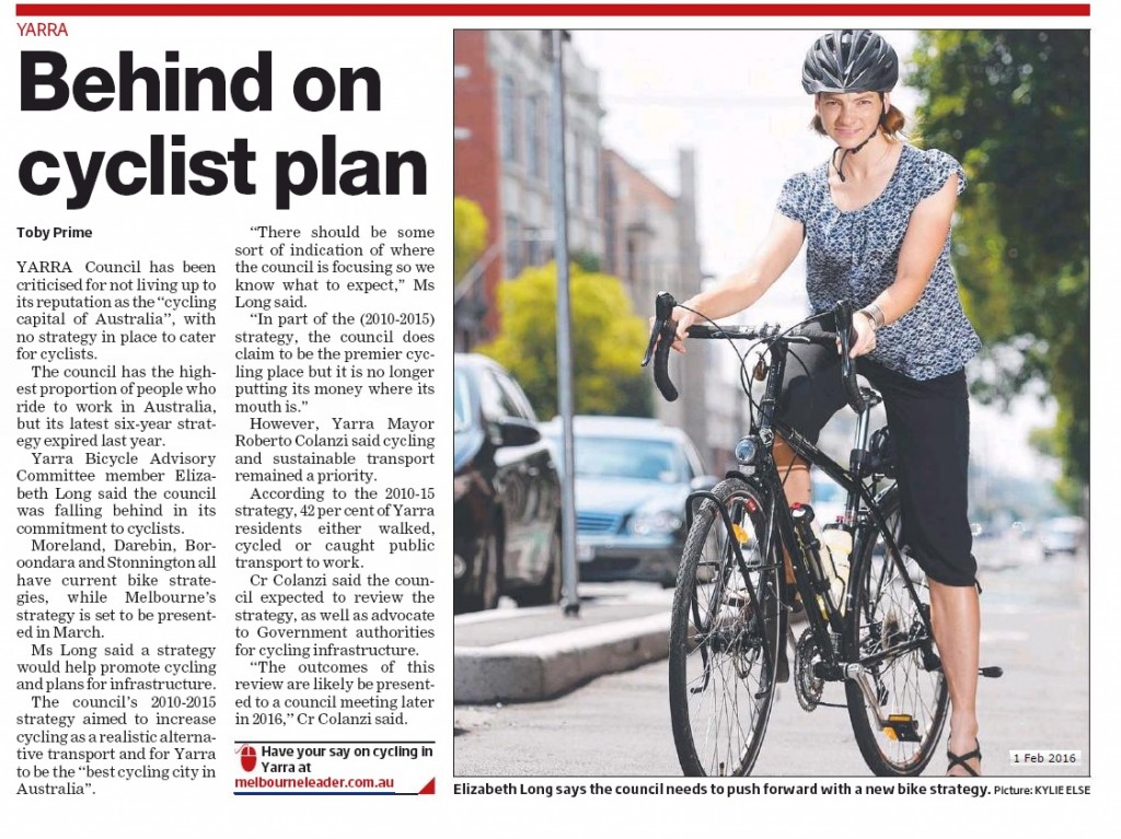 Yarra Bicycle Advisory Committee member Elizabeth Long wants the council to introduce a new bike strategy. Picture: Kylie Else